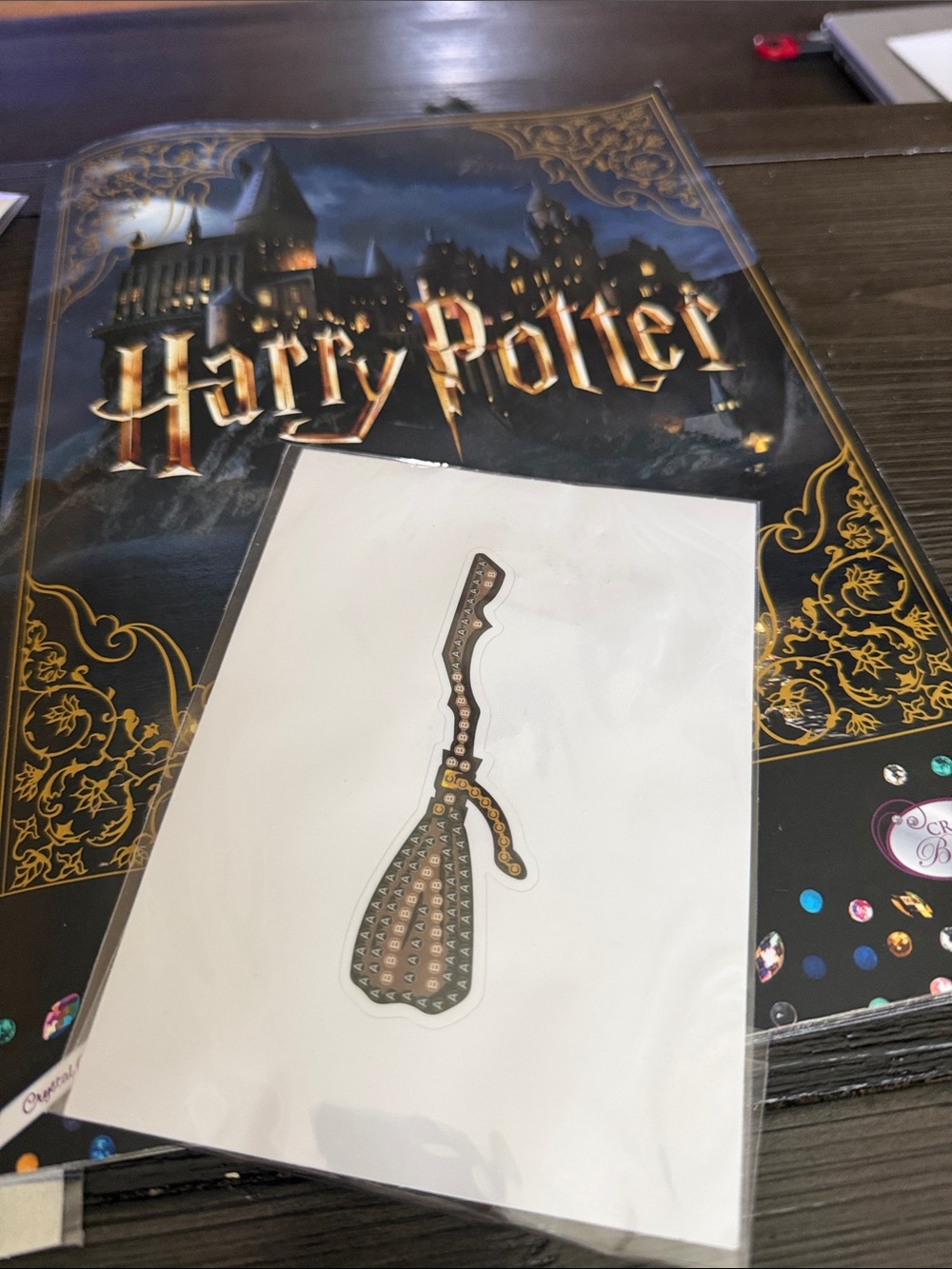 Warner Bros. Harry Potter Decorative Broom Sticker - Black, Gold, White